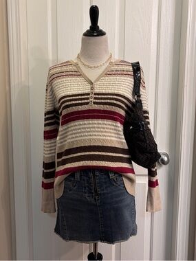 Denver Hayes Striped V-Neck Sweater